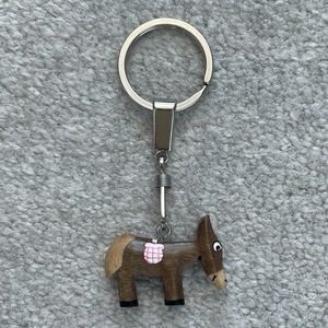 Handmade Wooden Donkey Keychain
